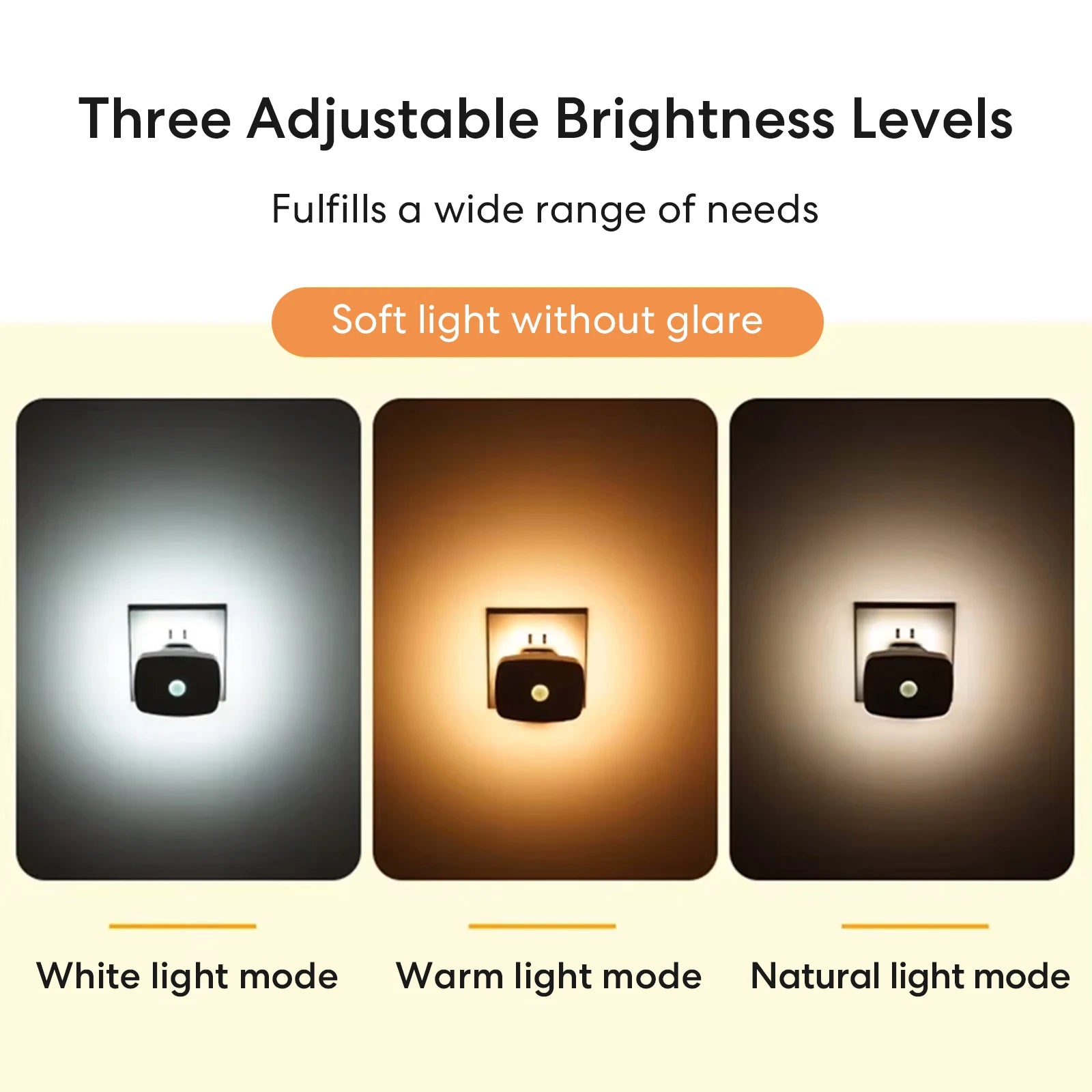 Smart Night Light EU Plug Dimmable LED with PIR Motion Sensor & Light Detection Energy-Saving for Corridor Toilet Stairs