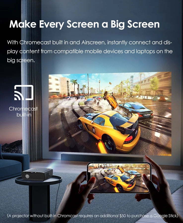 CAIWEI S7+ 4K Ultra HD Projector Video 4000 ANSI Home Theater Android for Movies Auto Focus Smart TV Beam Projectors for Outdoor