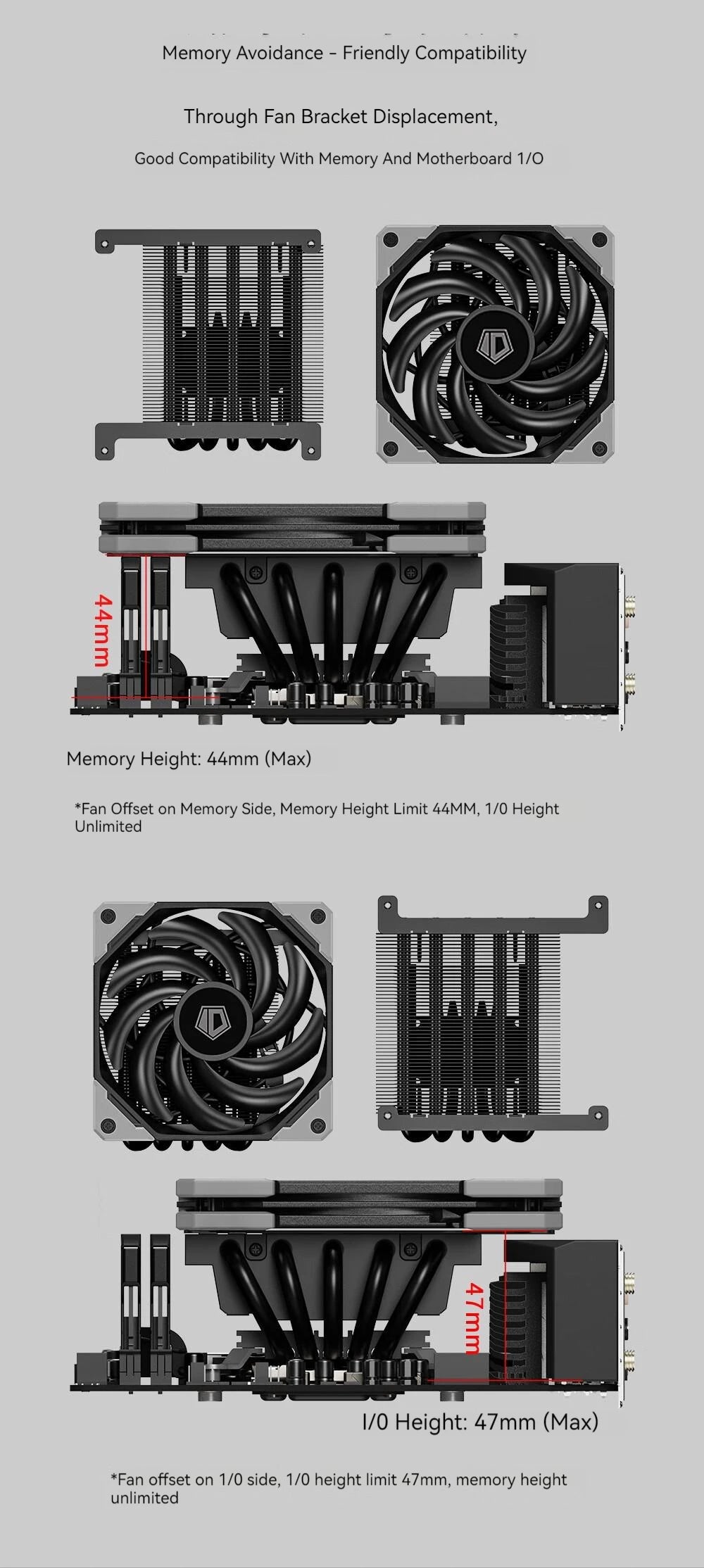 ID-COOLING IS-50X ITX Air-cooling CPU Cooler 5 Heat Pipes 4Pin PWM 12015 Fan For Intel LGA 1700 1200 AM4 AM5 Processor Cooler