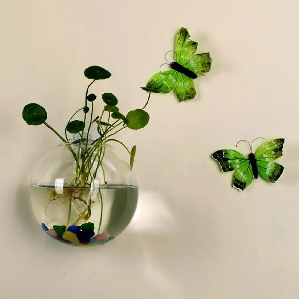 Wall Mounted Hydroponic Vase Betta Fish Tank Creative Acrylic Planter For Home Office Wall Decoration Space Saving Tools