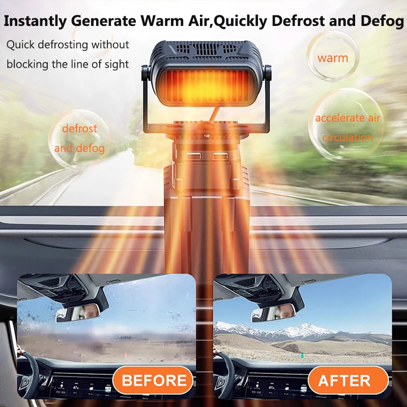 Car Heater Air Cooler Fan Window Defogger Defroster Portable Demister Defroster Heating Fan Windshield Defogging Accessroies
