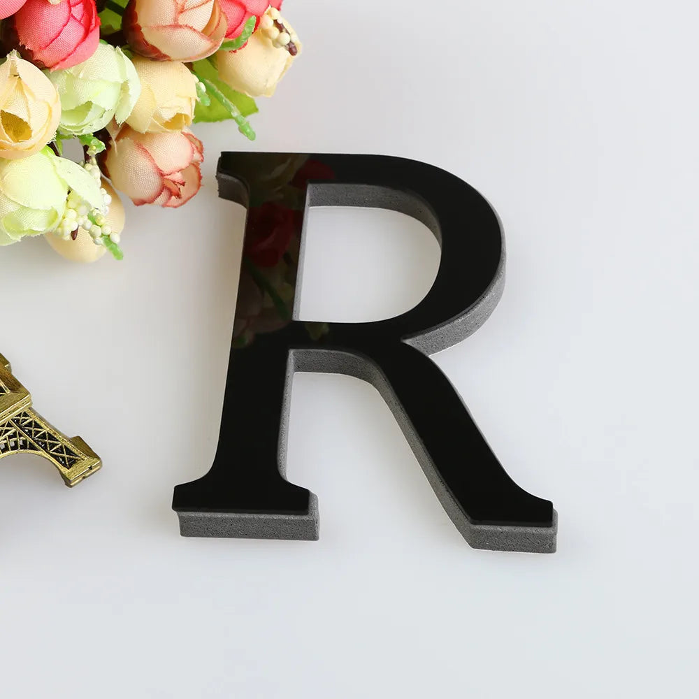 26 Letters Wall Sticker 3D DIY Mirror Acrylic Decals Home Decor Wall Art Mural for party wedding Christmas Retro Wall Art
