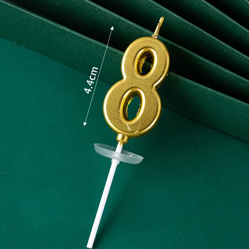 3D Gold Diamond Number Candles Large Birthday Cake Topper Wedding Anniversary Party Decorations for Home Celebration Supplies