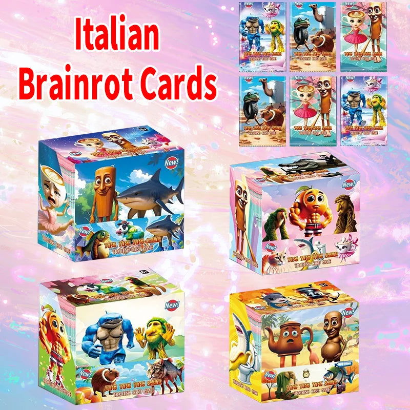Random 1 Box Italian Brainrot Collection Cards Tungtungtung Sahur Tralalero Tralala Battle Card Game Trending Toys Birthday Gift