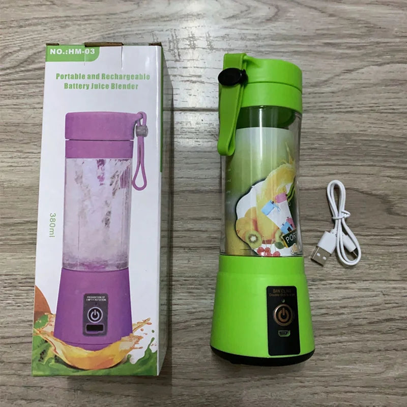 Portable Blender Electric Juicer Stainless Steel Blade 380ml Mini Juice Cup Smoothie Juice Blender Suitable for Commuting