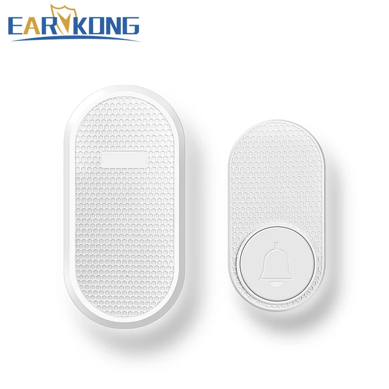 Smart Wireless Doorbell 433MHz 4 Volume Levels & Melody Chime Emergency Alarm for Elderly EU or US Plug Optional (White/Black)