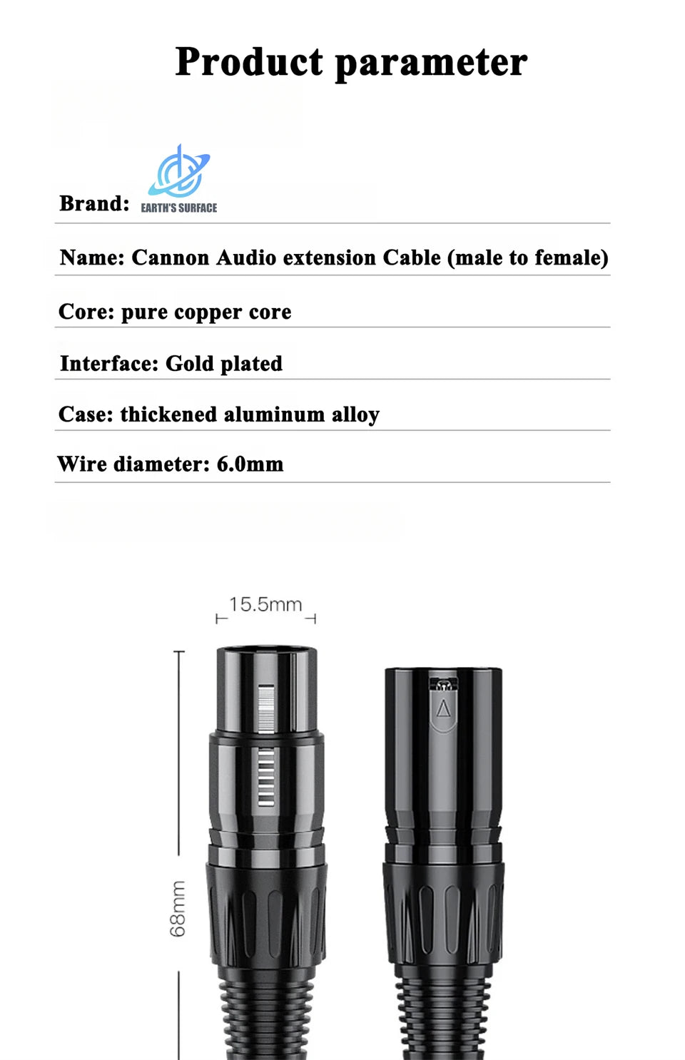 3Pin XLR Cable Audio Cable XLR Male to Female Microphone Extension Cables for Mixer Amplifiers Sound Cannon Balanced XLR Line