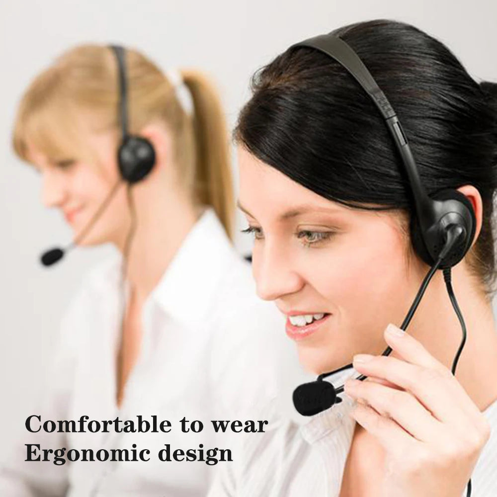 Universal Call Center Headphones 3.5mm Wired Gaming Business Single-Sided Headset with Mic Telephone Operator Earphones