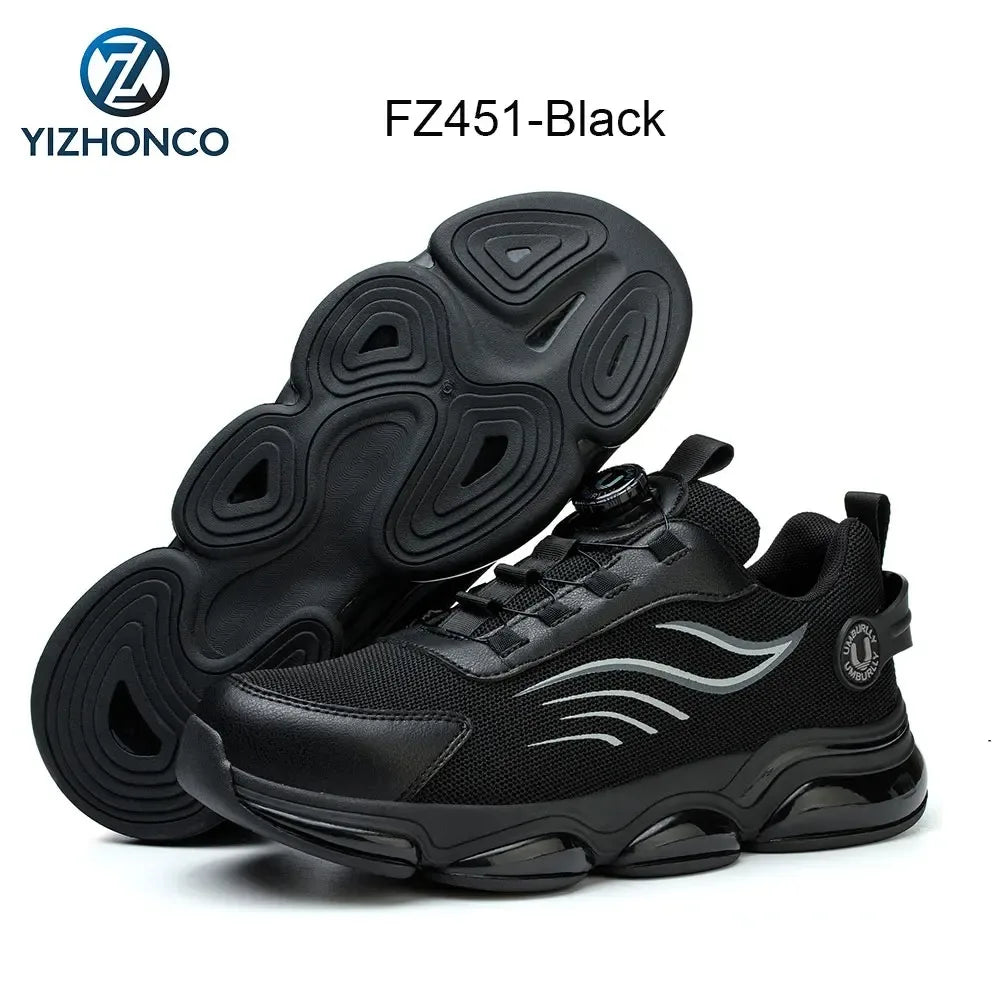 YIZHONCO Safety Shoes Man Waterproof Leather Upper Steel Toe Anti Slip Oil Resistant Breathable Anti Odor Safety Shoes Man