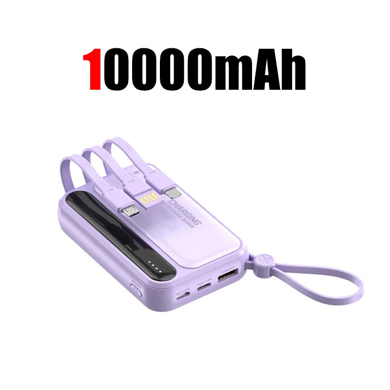 50000mAh Large Capacity Power Bank 4 In 1 Cables Intelligent Digital Display Laser Light  USB Fast Charging External Battery