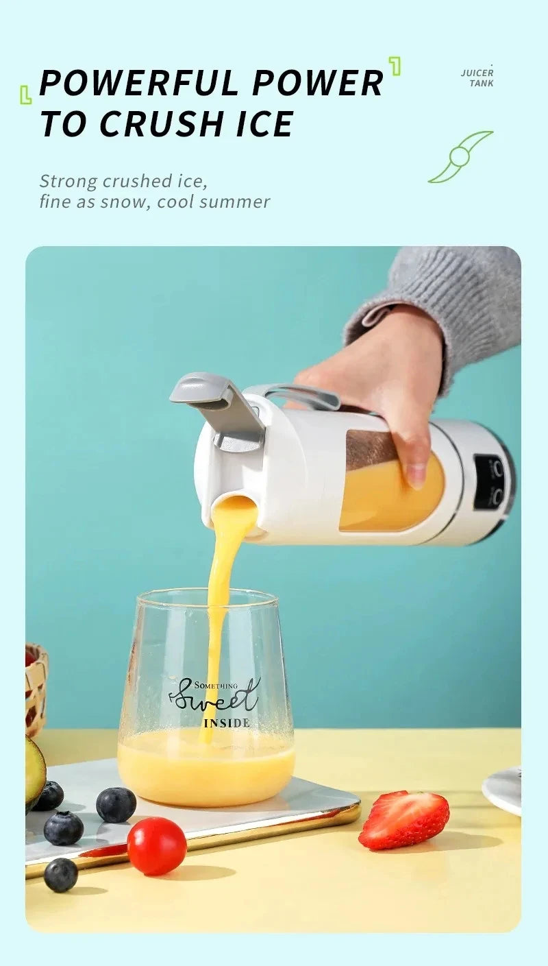 12 Blades Portable Fruit Juicer 450ml Capacity 3 Gears USB Rechargeable Blender Ice Crusher