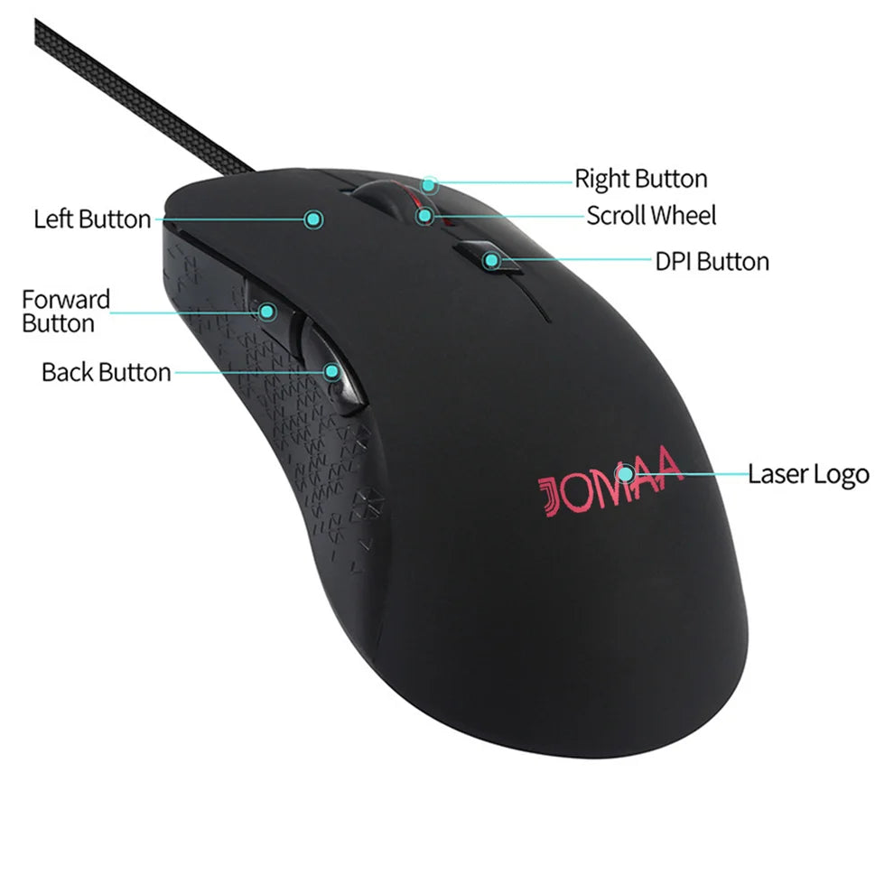 Jomaa Heated Mouse Warmer for Cold Winter Wired Computer Mice 2400 DPI Adjustable Gaming Mouse for Gamer Heating Mouse