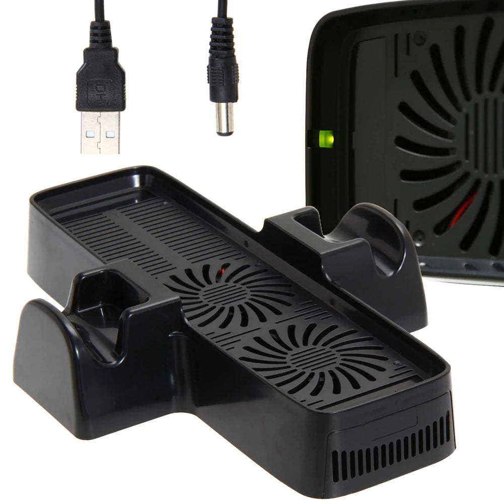 Console Cooling Fan  for XBOX 360 Game Controller ABS Cooling Fan Heat Dispersion with Dual Dock Stand USB Cable Accessories