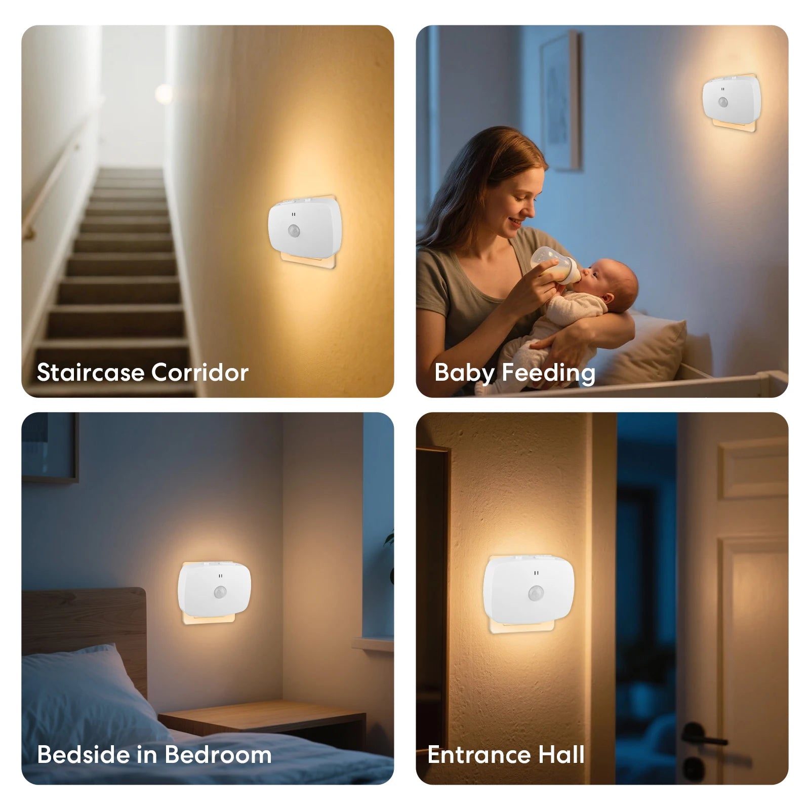Smart Night Light EU Plug Dimmable LED with PIR Motion Sensor & Light Detection Energy-Saving for Corridor Toilet Stairs