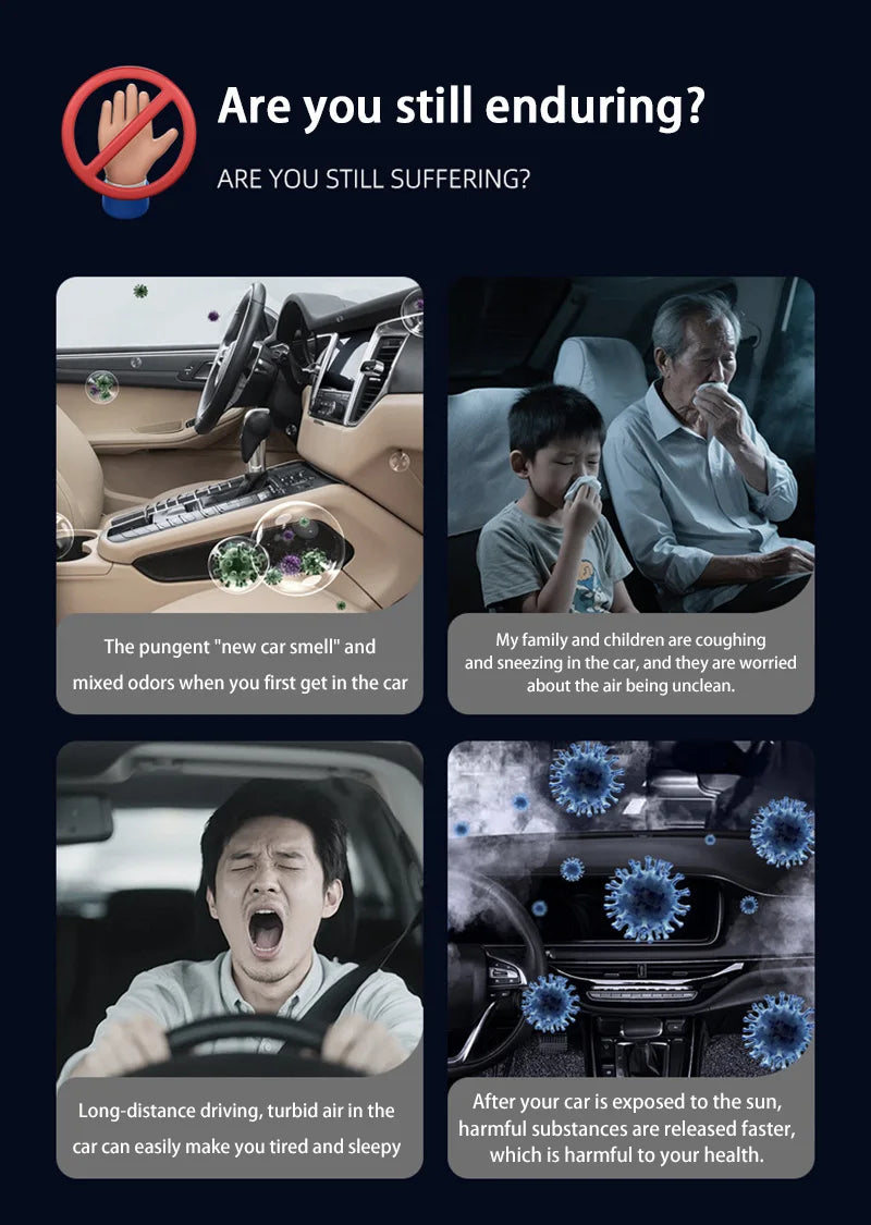Car Air Purifier Rapid purification Removing Formaldehyde Odors Inside Car Negative Ion Ambient Light Car Air Purifier 2026