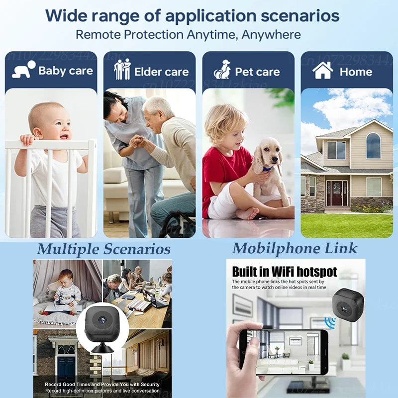 4K Mini Security Camera Full Color Night Vision High Definition WiFi Monitor Waterproof Motion Detect Surveillance Smart Home