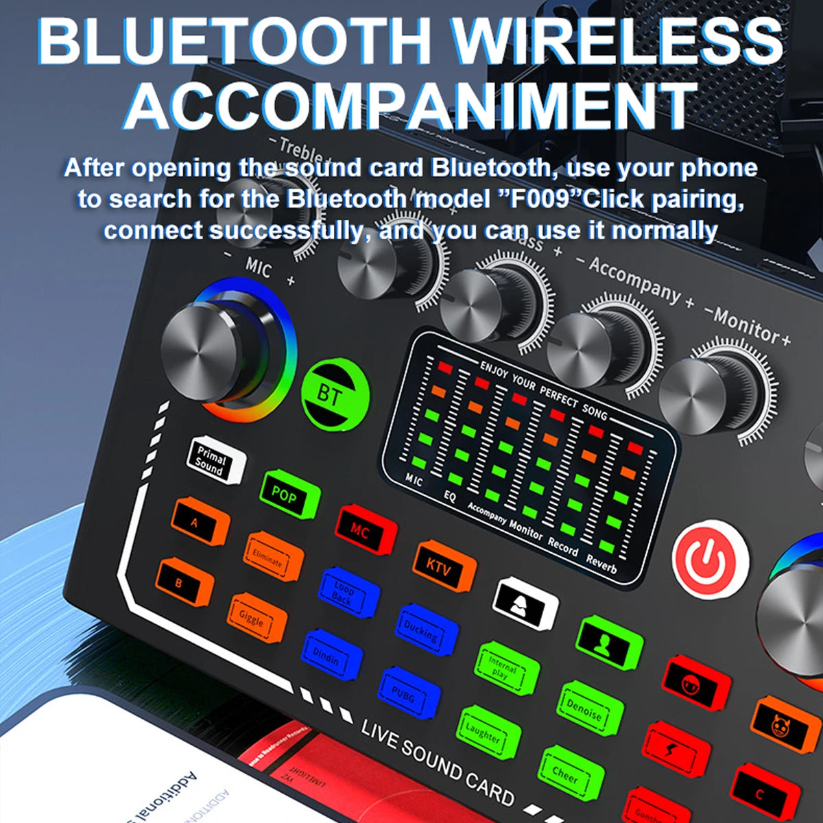 F009 Live Sound Card Podcast Equipment With BM-800 Microphone Live Broadcast Set For Audio Recording Youtube Live Streaming