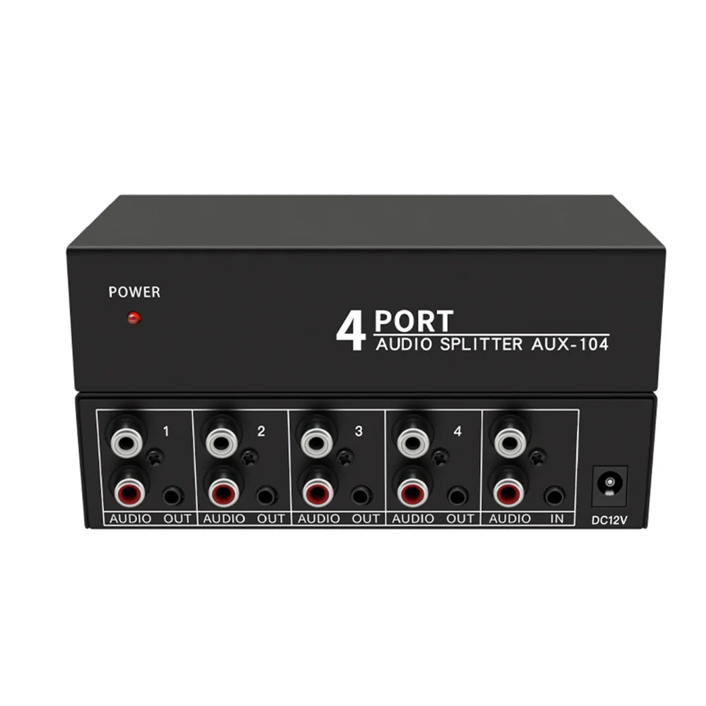 Audio Splitter 1 in 4 out RCA L/R Aux Stereo Audio splitter 1X4 Audio Distributor for PC DVD Speaker Analog audio splitte