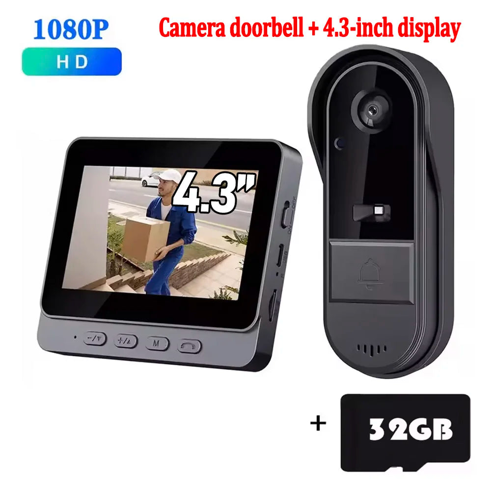 Wireless Video Doorbell Camera Bundle Smart Security with Night Vision 2.4G WiFi HD Motion Detection Cloud Storage