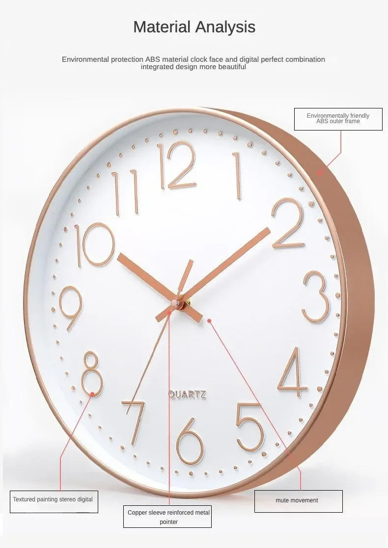 Round Wall Clock, Modern Silent 8 Inch Wall Clock, Quartz Movement Battery Powered, Decorate Home, School, Bedroom, Office