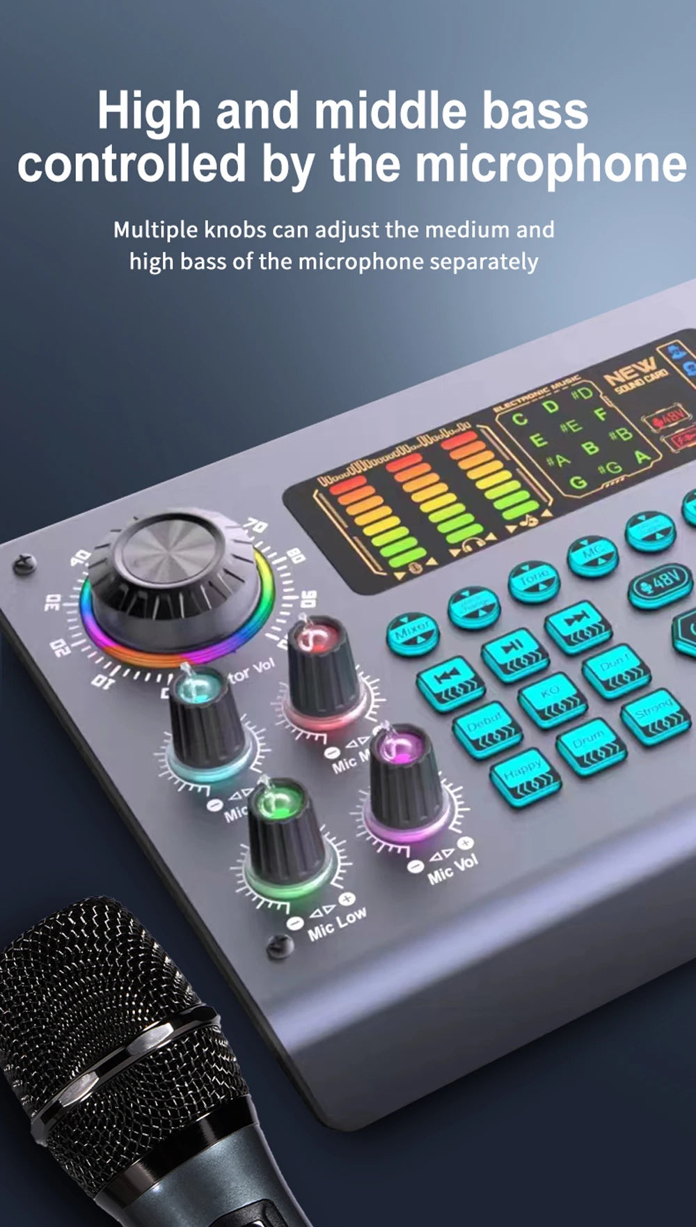 Zealsound Professional Podcast Live SoundCard Equipment Bundle with 48V XLR Microphone for PC Recording Singing Streaming Gaming