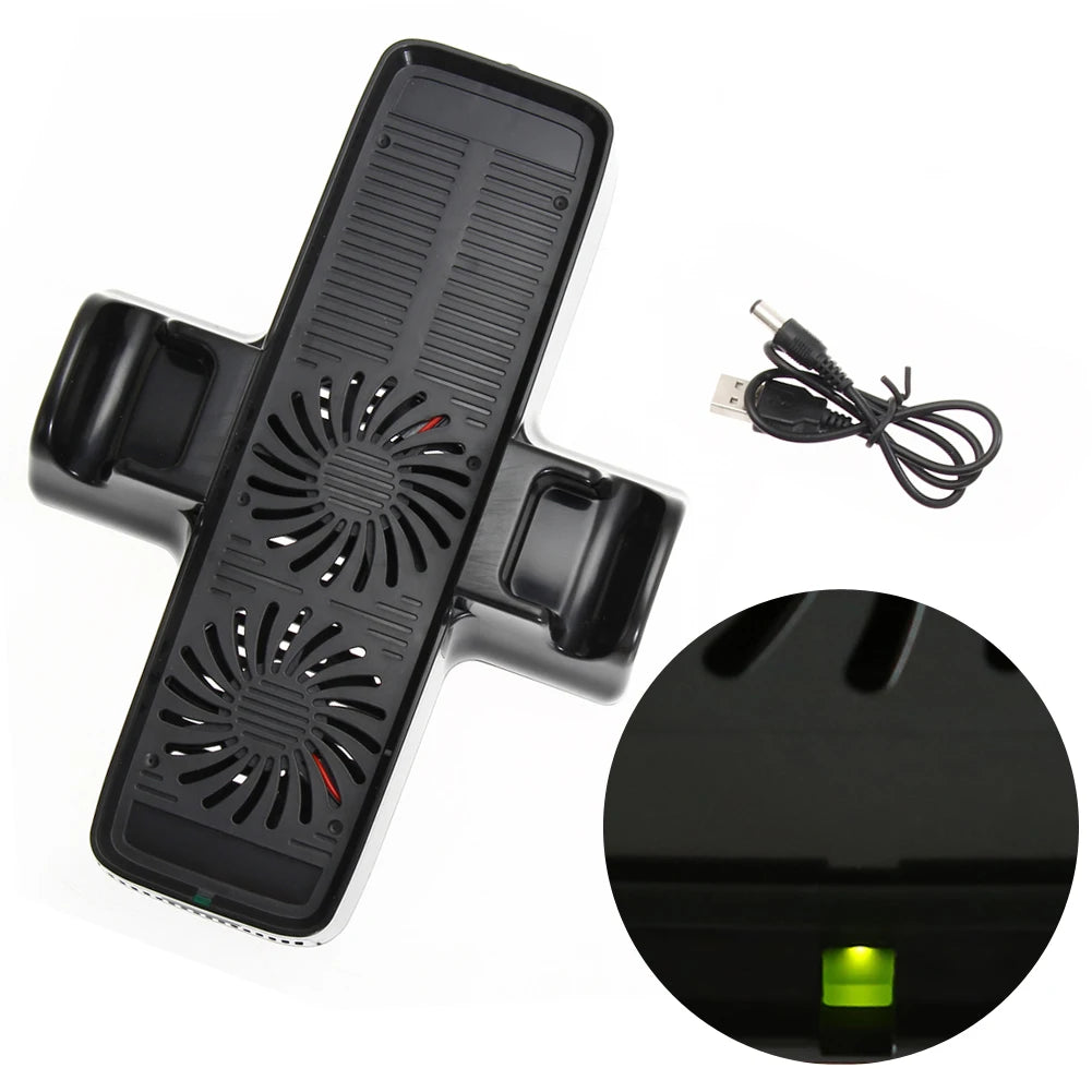 Console Cooling Fan  for XBOX 360 Game Controller ABS Cooling Fan Heat Dispersion with Dual Dock Stand USB Cable Accessories