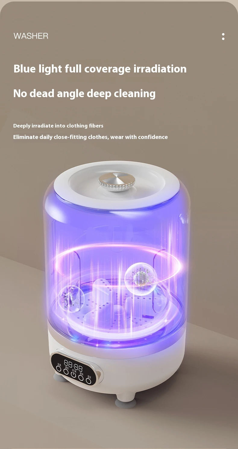 Mini turbo washing machine 3L fully automatic small USB charging portable sock and underwear specific washing machine.