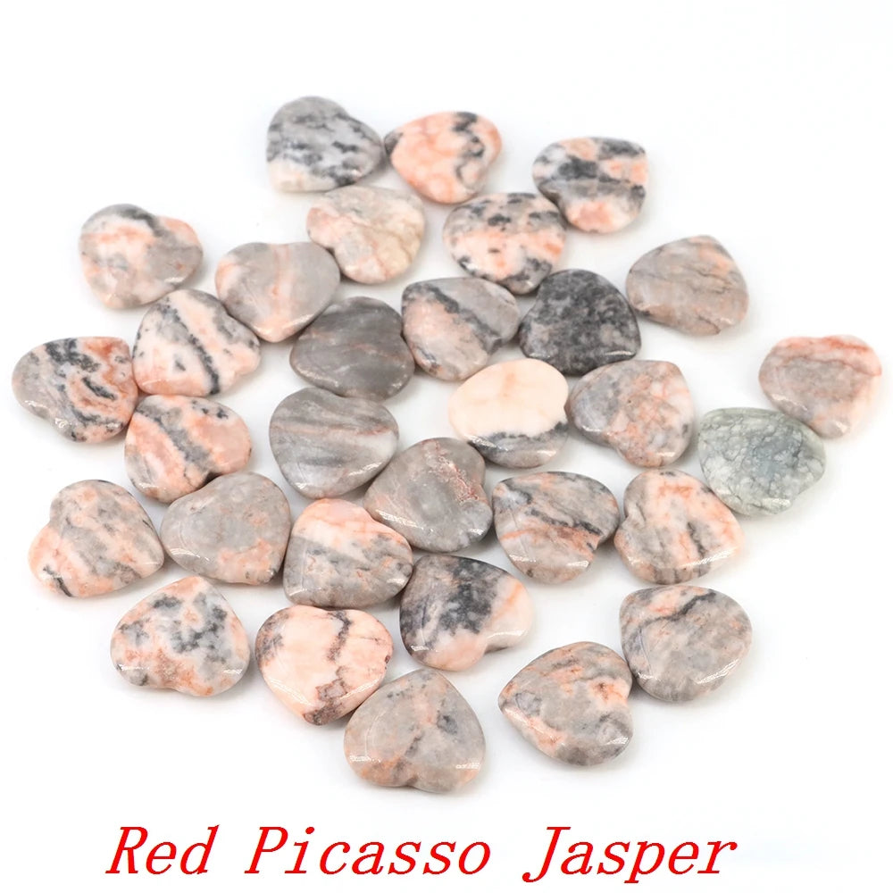 Lots Wholesale Gem Heart Shape LOVE 20MM Natural Crystal Amethyst Agate Bead Healing Reiki Natural Stone Gift Supplies