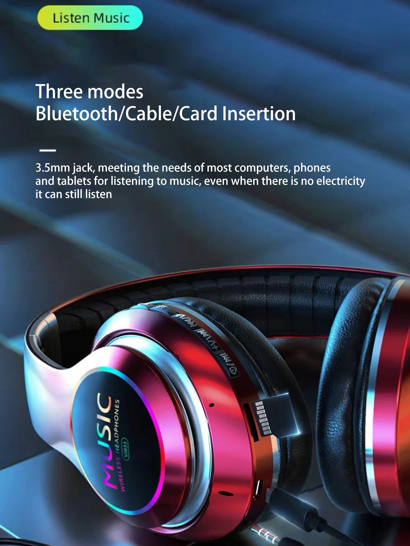 Wireless Bluetooth 5.0 Headphone With Microphone On-Ear Headset Stereo Sound Earphones Sports Office Foldable Headphones Game