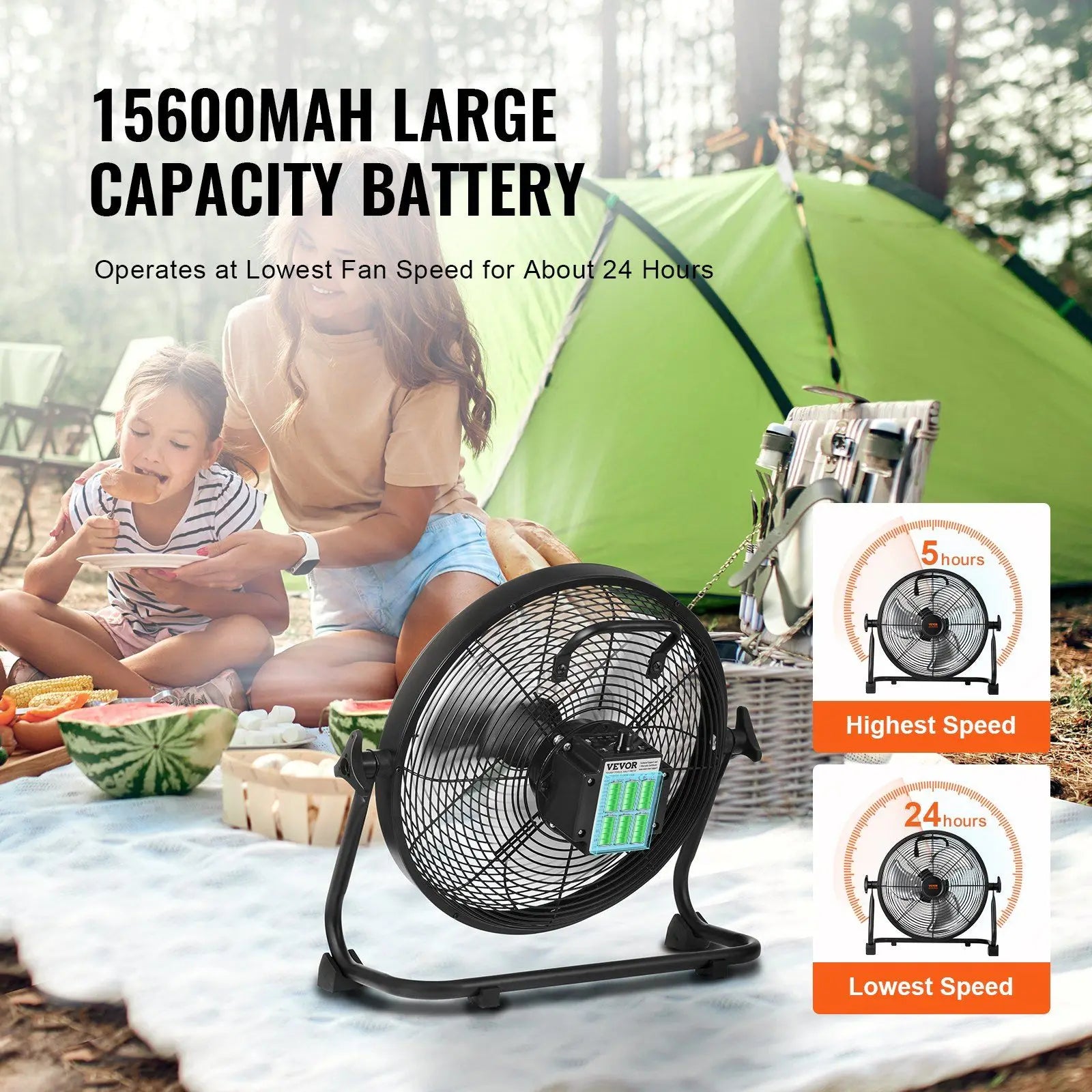 Cordless Fan 12 in, Portable Quiet Personal Fan for Home or Office, 360 Degree Manual Pivoting Head, Stepless Speed Regulation H