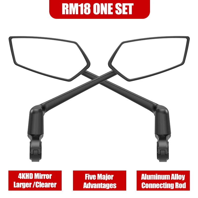 RBRL Bicycle Handlebar Rearview Mirror Automotive-Grade Wide Angle Ultra Clear Bike Mirror 360 Rotatable for Electric Scooter