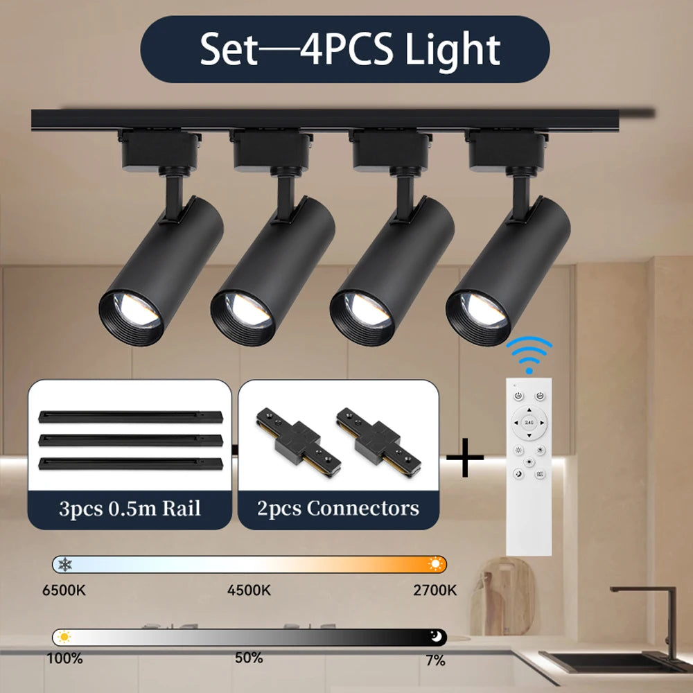 LED Track Lamp Remote Control Available Dimming Rail Lighting Home Decoration Kitchen Living Room Clothing ShopDecor Track Light