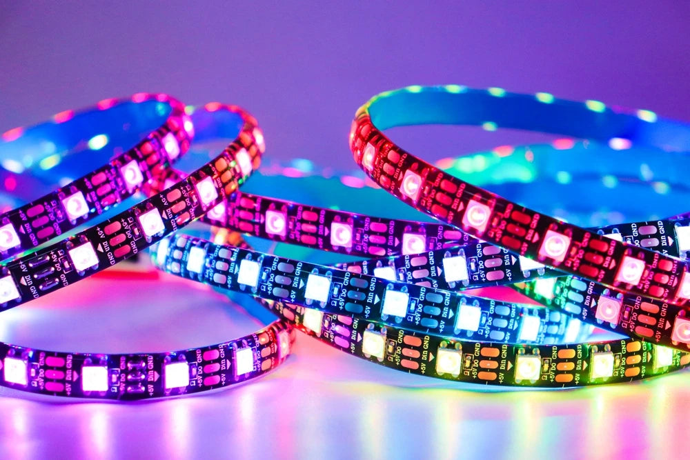 WS2812B RGB LED Strip WS2812 5050 Individually Addressable Smart Lights 30/60/74/96/144/Leds/Pixels White Black PCB DC5V