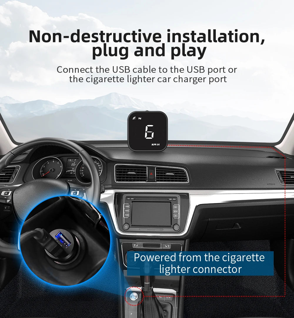 G4S GPS Smart Car LED Multifunctional Head Up Display For HUD GPS Speed MPH KMH Time Compass Speedometer With Overspeed Alarm