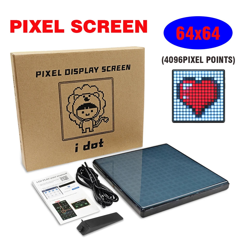 64x64 Pixel Screen Smart LED Pixel Display with APP Control Programmable Night Light DIY Options Animation For Home Bedroom Bar