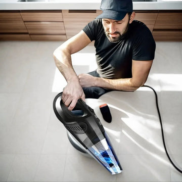 12V Rechargeable Car Vacuum - Portable Handheld Cleaner with Washable Filter for Auto Use