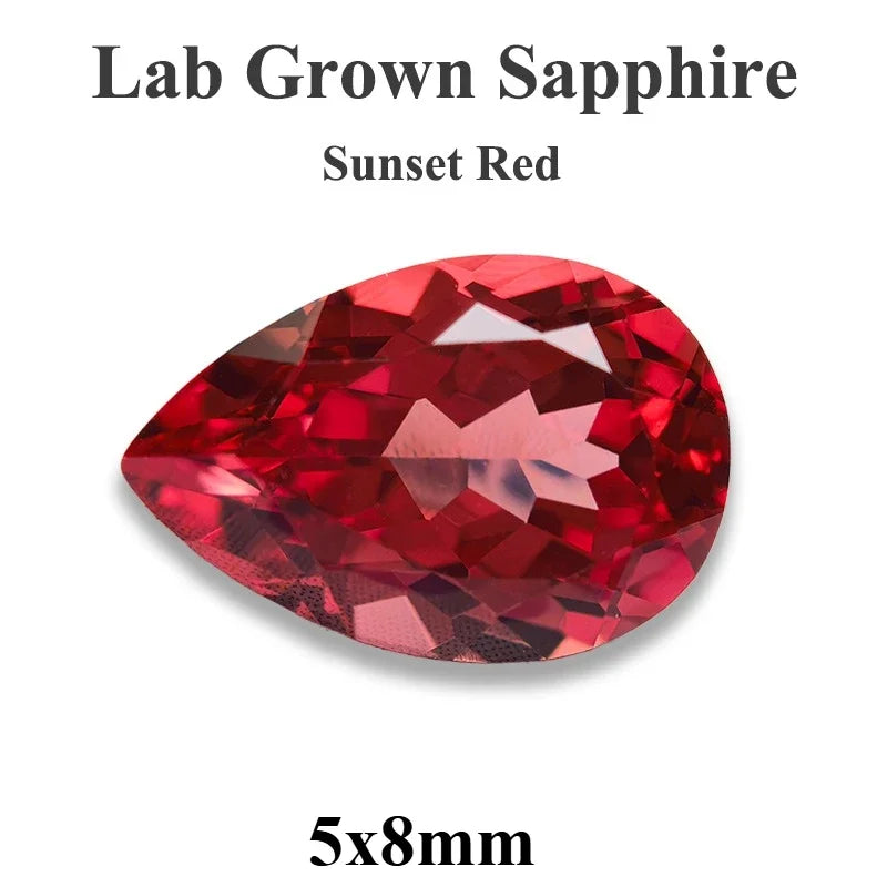 Lab Grown Sapphire Pear Cut Multiple Colors Available VVS1 Gemstone DIY Jewelry Making Materials with Selectable Certificate