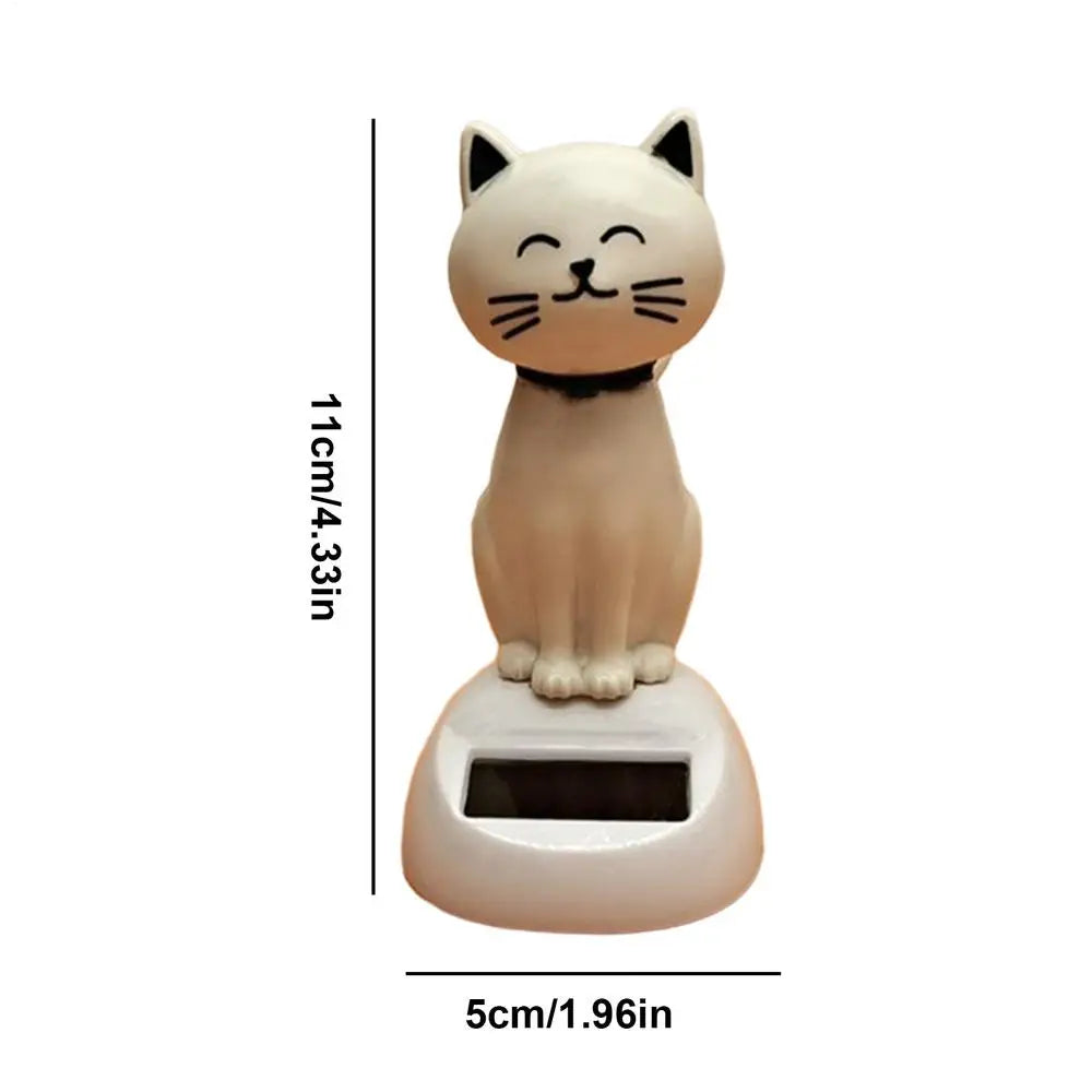 Solar Shaking Cat Car Decoration Cartoon Cat Toy Dashboard Decorations Solar Shaking Head Doll Black Cat Small Gadget Decor