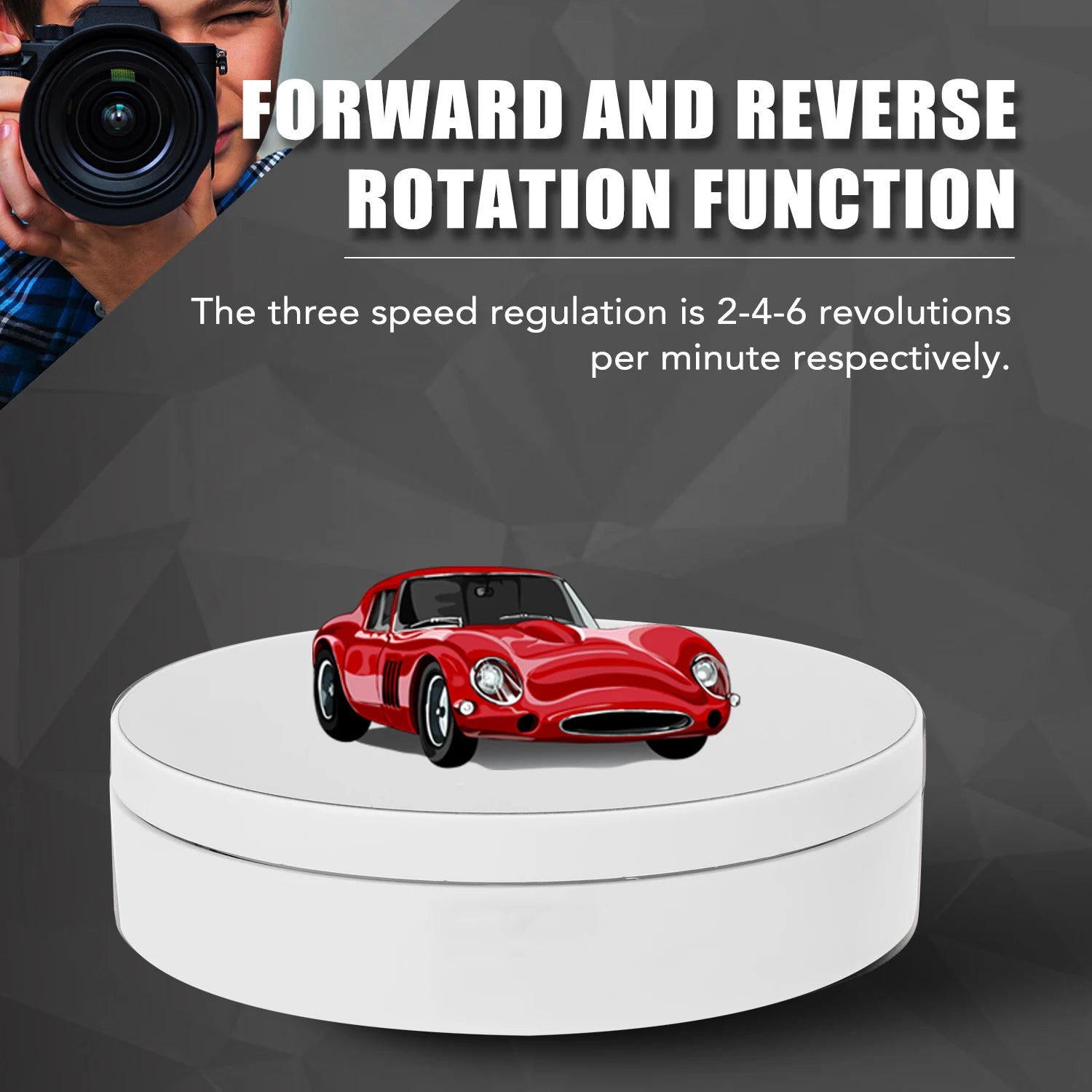 Motorised Rotating Mirror Display Stand,360 Degree Turntable, Jewellery Holder,USB Power Supply, Rotating Shooting, Three Speeds