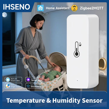 Smart Indoor Temperature Humidity Sensor Zigbee3.0 Z2M Z2MQTT APP Remote Control  with Alexa Google Home Assistant