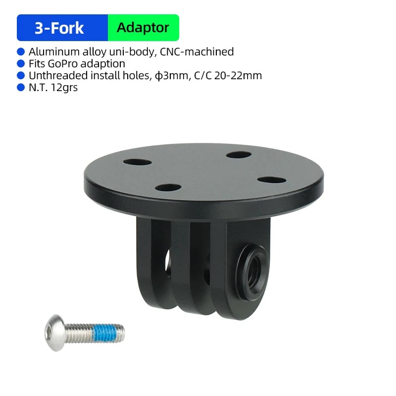 CNC-machined Alloy Connector for Wahoo Computer Stand Vertical Horizontal Mount Adaption Optional Countersunk or Flat Head Bolts
