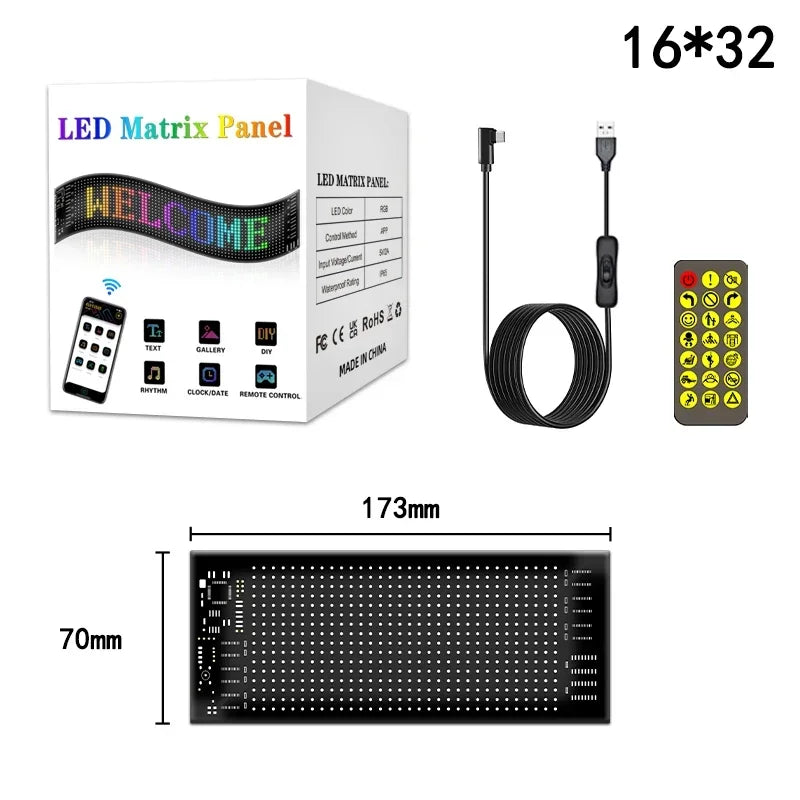 Smart Pixel LED Display Panel Digital Screen Matrix Programmable Advertising Sign USB 5V APP Control Customize Image Animation