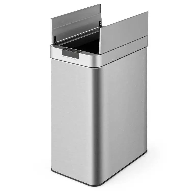 13.2 Gal Stainless Steel Frame Slim Kitchen Trash Can with Wing Lids Kitchen Appliances