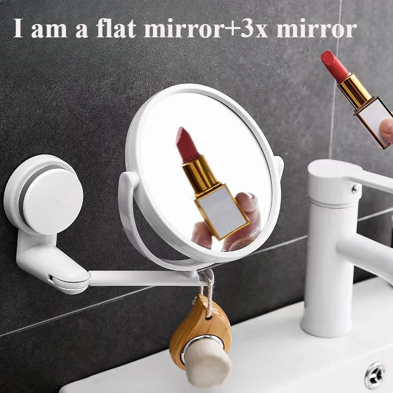 HD Plane Mirror Magnified Makeup Shaving Vanity Mirror Bathroom Wall Mounted 360 Degree Rotating Mirror  Mirror Wall  Mirrors