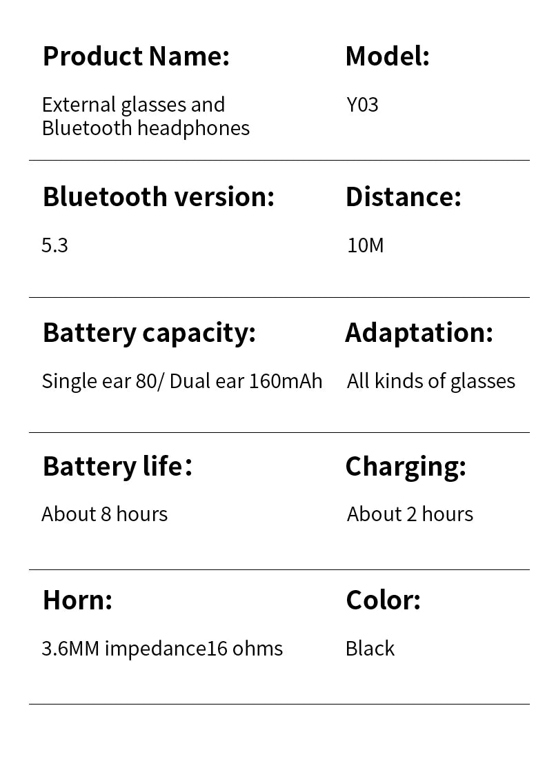 Wireless Headphones for External Glasses Headphones Bluetooth 5.3 Stereo Headset Noise Reduce Handsfree Call Touch Headset
