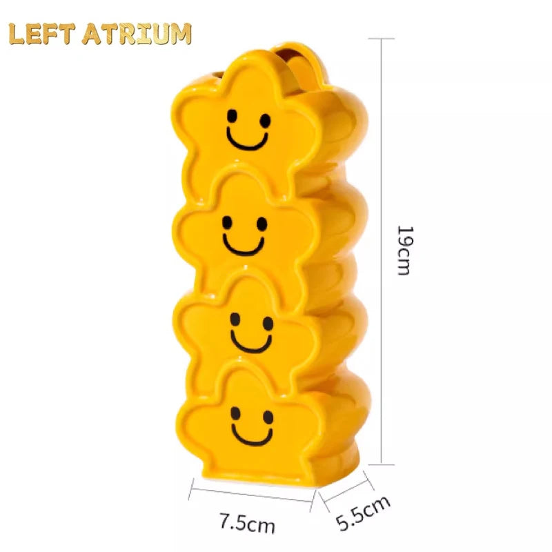 Smiling Ceramic Vase Dried Flower Flower Arrangement Accessories Creative Desktop Mini Vase Ornaments Living Room Decoration