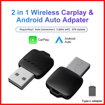 Wireless CarPlay/Android Auto Adapter Wired To Wireless, 5GHz WiFi5,USB/type-c Plug and Play, for 99% Wired CarPlay/Auto Cars