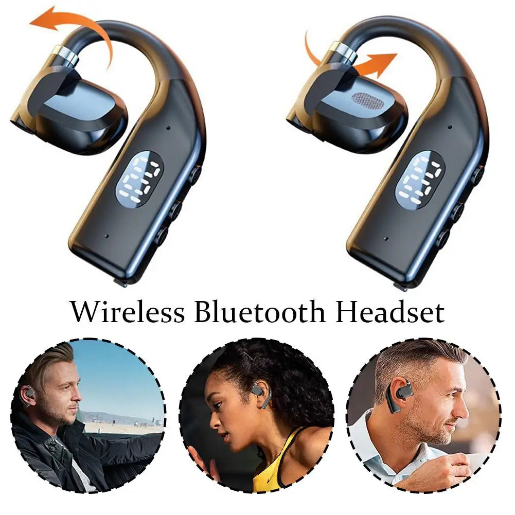 Wireless Bluetooth 5.4 Earbuds with Earhooks – HiFi Stereo Gaming Sports Headphones, Noise Reduction Earphones with Mic