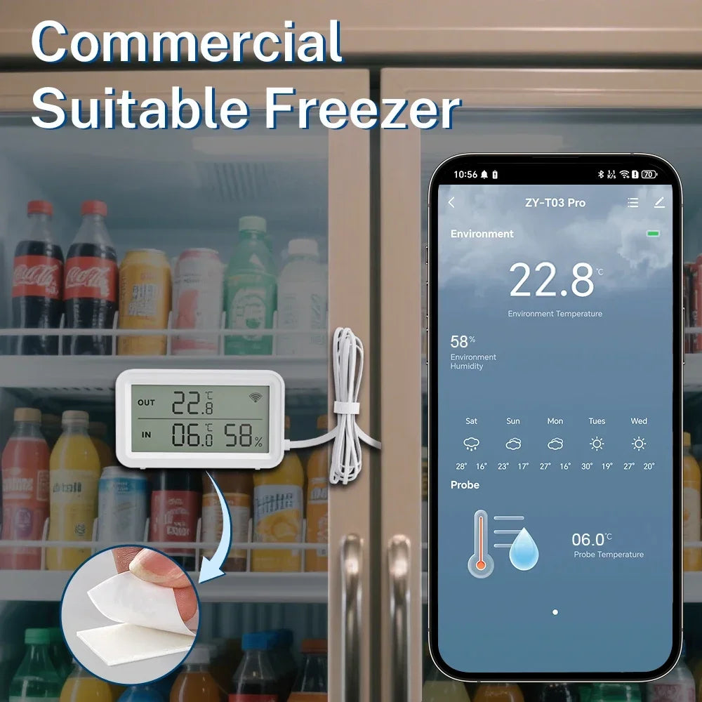Tuya WiFi Temperature Humidity Sensor LCD Screen Thermometer with External Probe Compatible with Smart Life Google Assistant