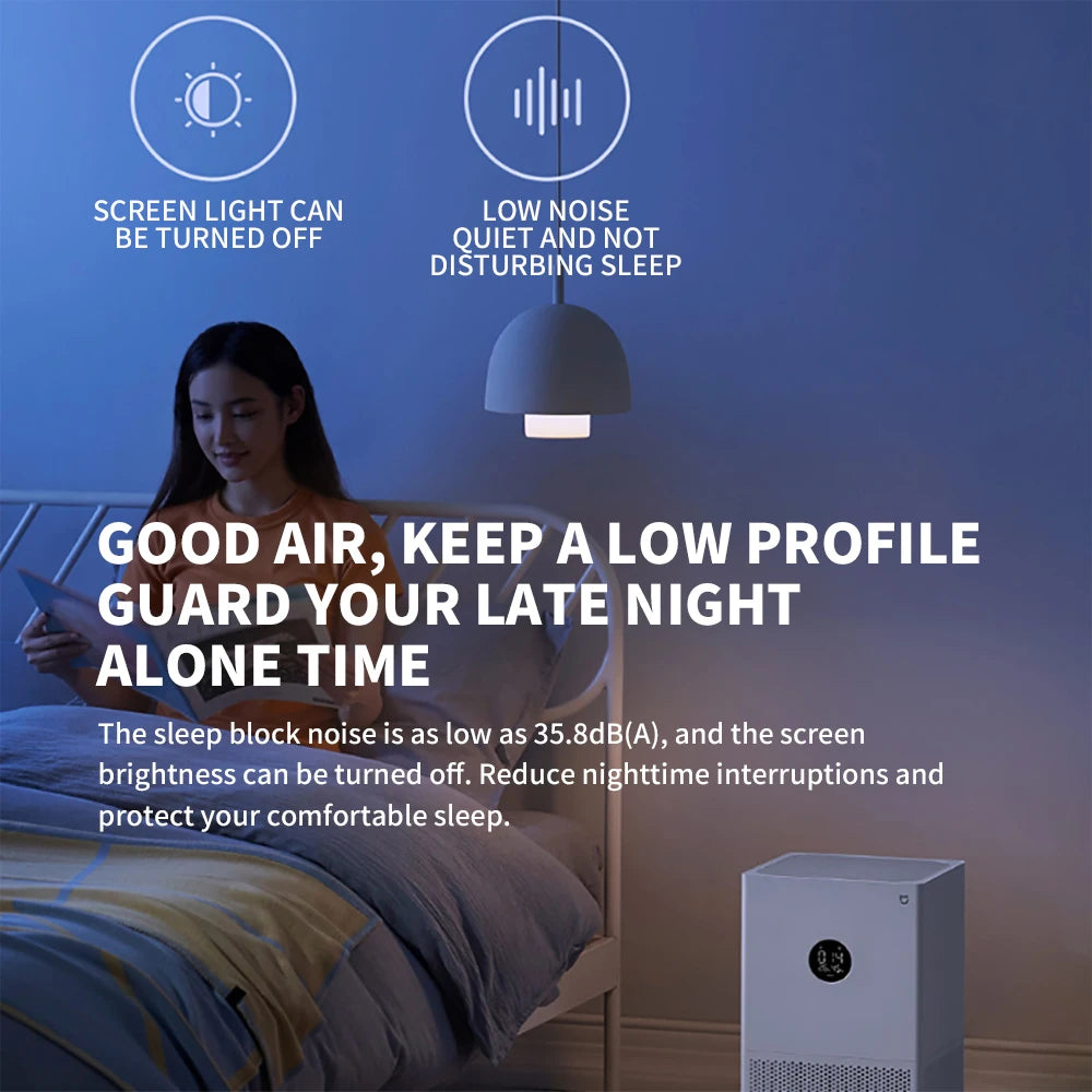 NEW MIJIA Smart Air Purifier 4 Lite LED Display Quadruple Purification Aldehyde Removal Home Air Ionizer 35.8dB(A) Low noise